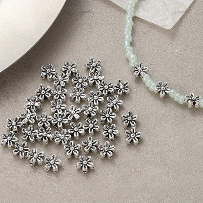 Silver Five-Petal Flower Alloy Beads
