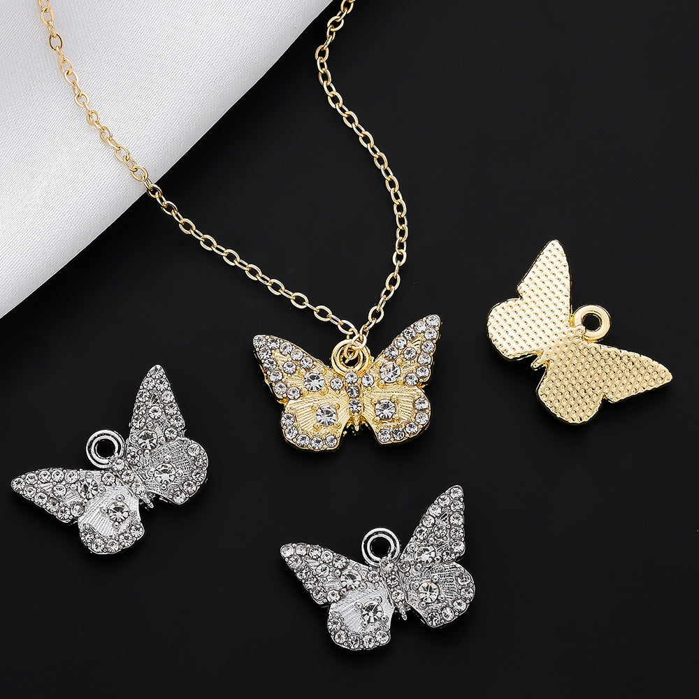 Sparkling Rhinestone Butterfly Pendant Charms