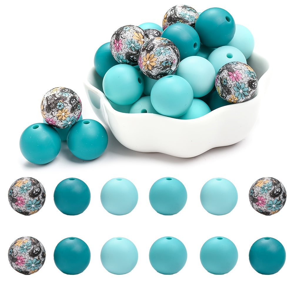 Printed and Solid Color Silicone Round Spacer Beads