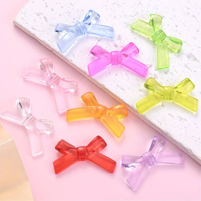 20/50PCS 2×3.4cm Transparent Bow Acrylic Embellishment Beads