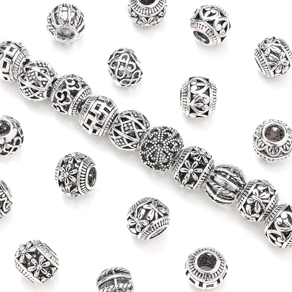 Retro Hollow Zinc Alloy Large Hole Spacer Beads