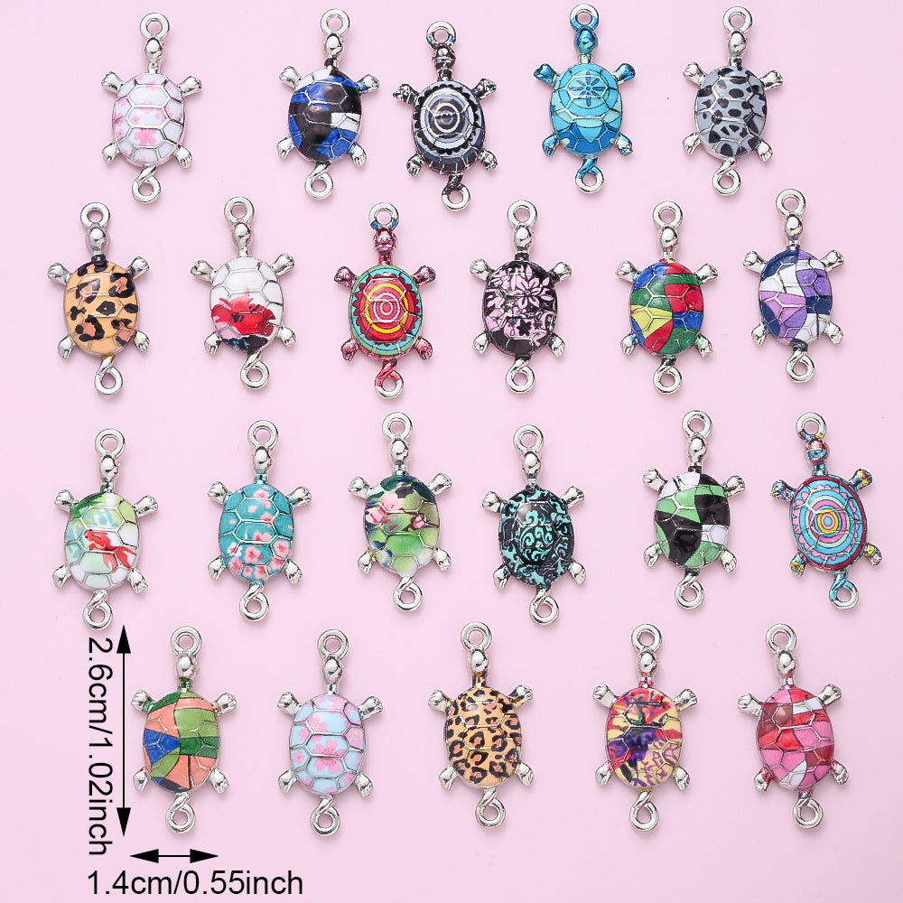 10PCS Multicolor Alloy Turtle Pendant Set