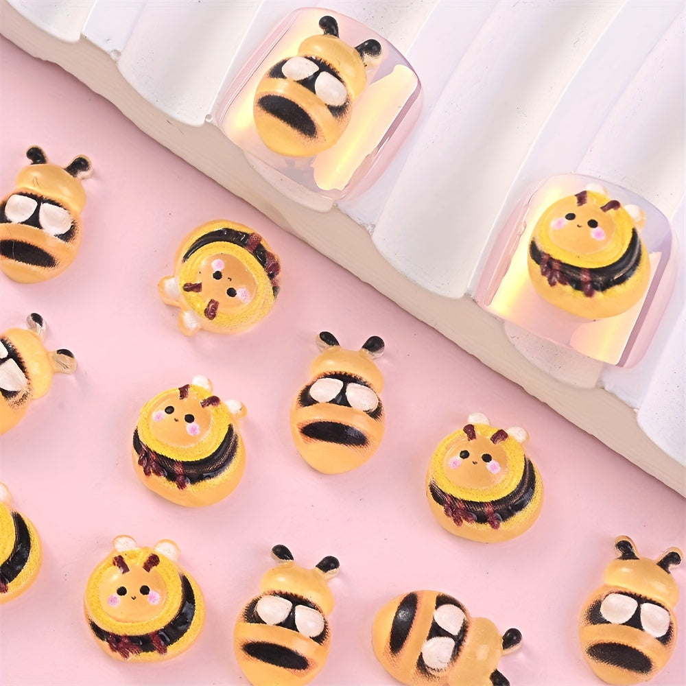 Yellow Bee Pattern Acrylic Beads