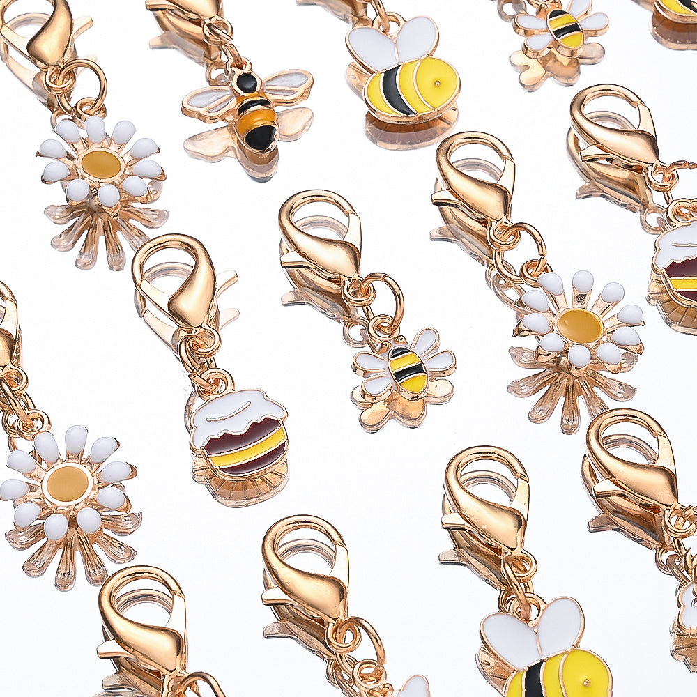 Bee and Daisy Enamel Pendant Charms