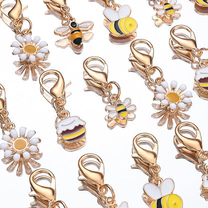 Bee and Daisy Enamel Pendant Charms