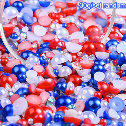 Red Blue White Acrylic Beads