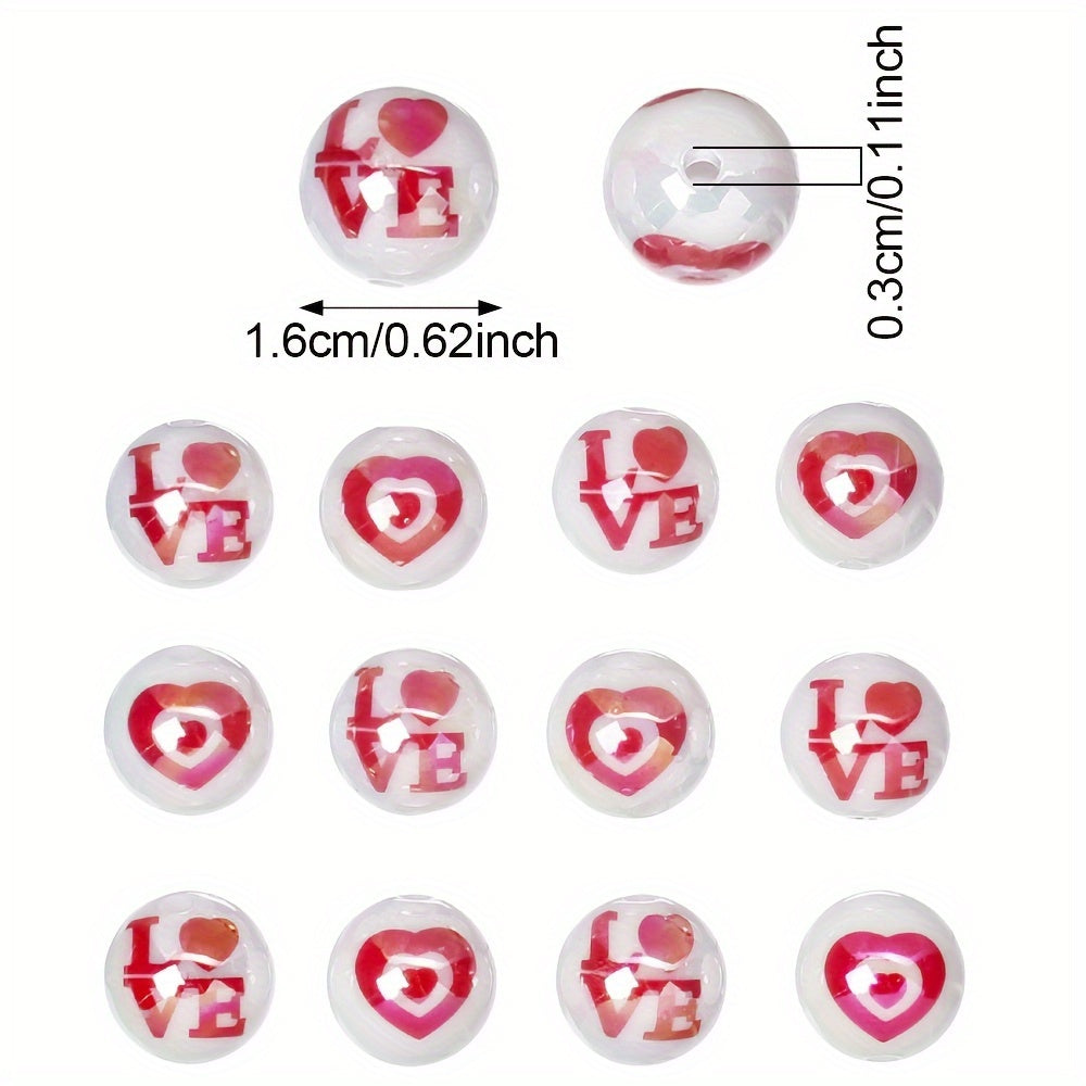 Red Romantic Round Acrylic Beads