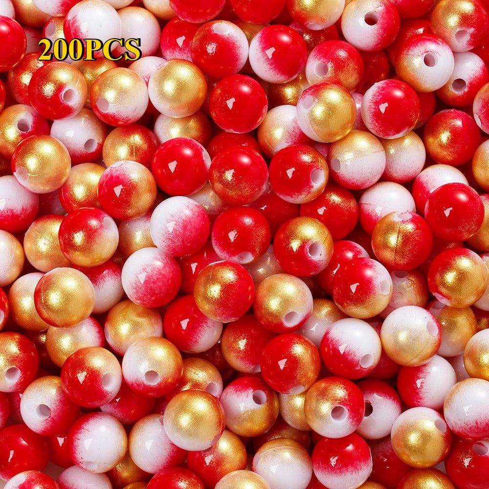 100/200pcs 6/8mm Fashion Gradient Acrylic Beads