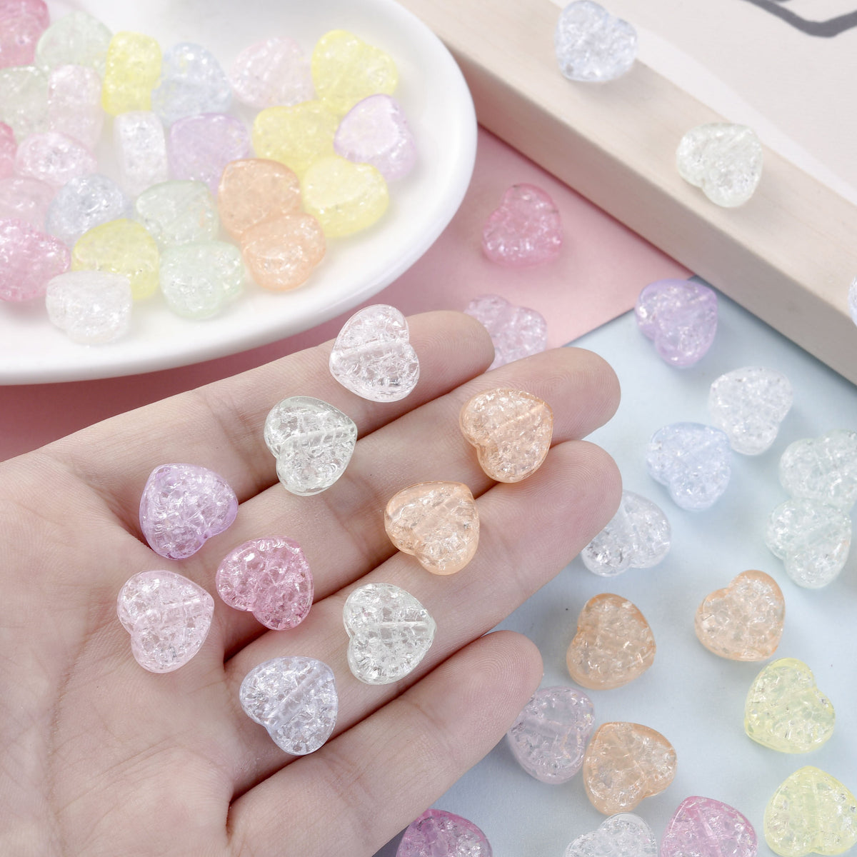 Acrylic Heart-Shaped Spacer Beads