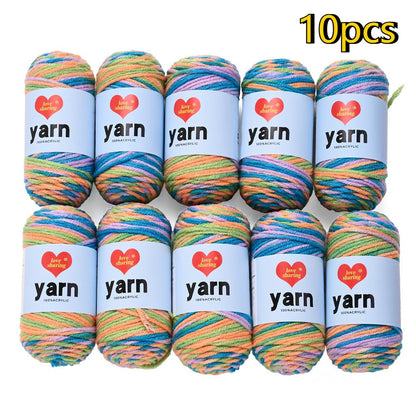 10PCS 10×4cm Rainbow Gradient Polyester Knitting Yarn