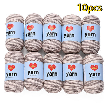 10PCS 10×4cm Rainbow Gradient Polyester Knitting Yarn