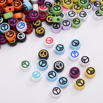Black Peace Symbol Spacer Beads
