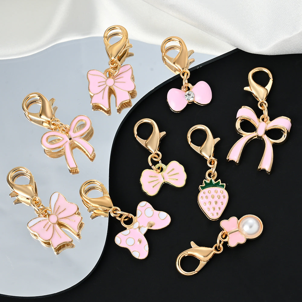 Pink Bow Enamel Pendant Charms