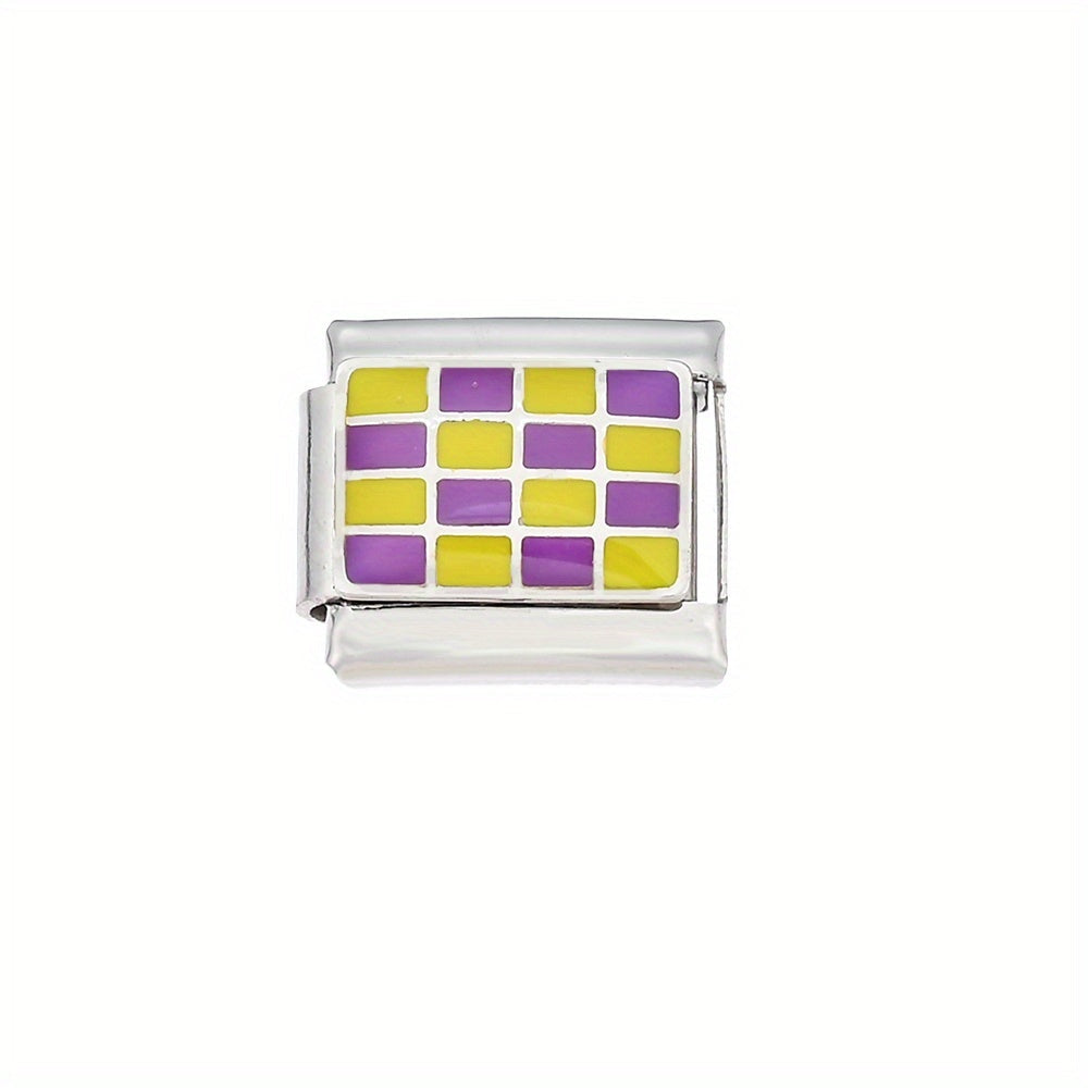 Checkerboard Stainless Steel Charm Module