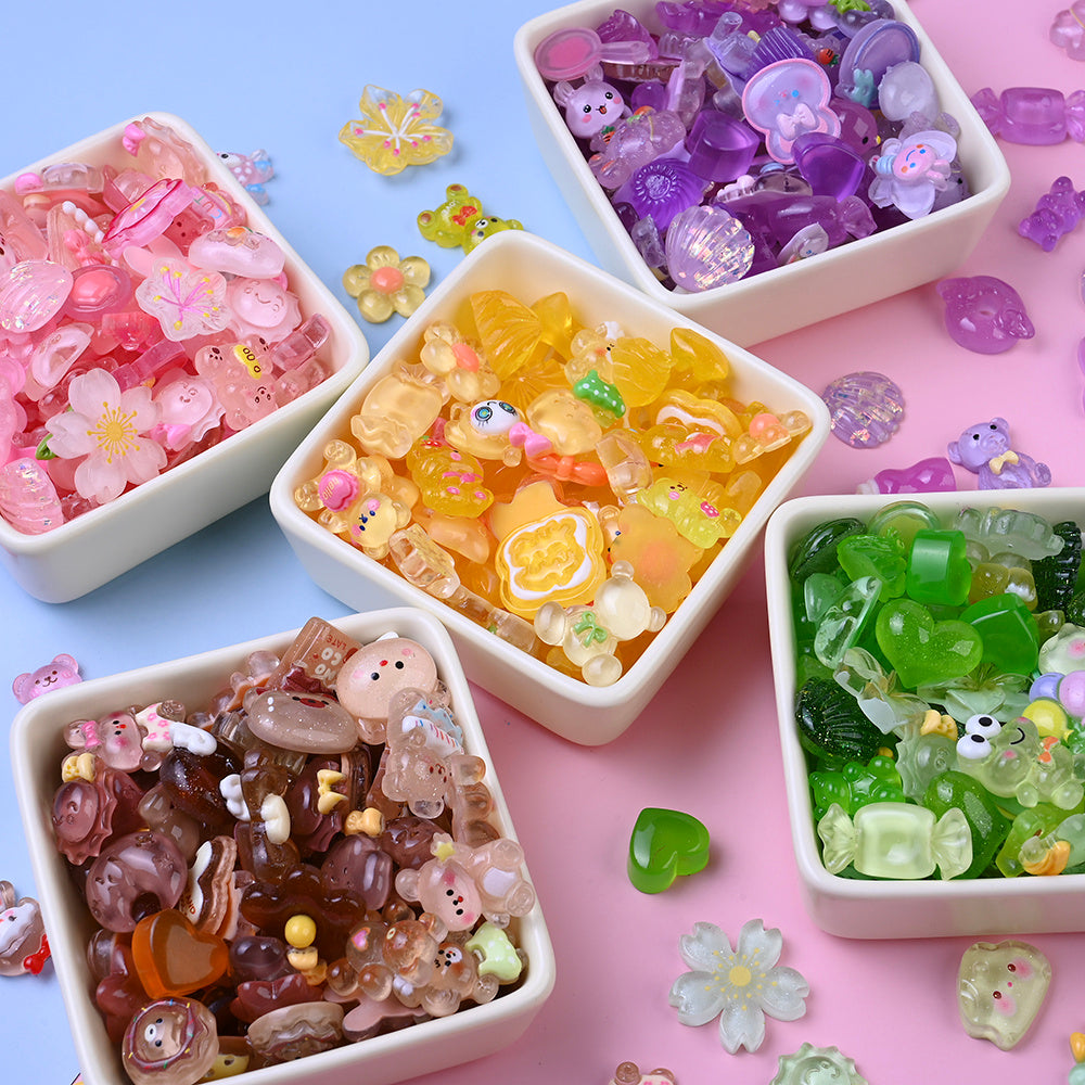 96pcs Rainbow Theme Acrylic Flatback Beads