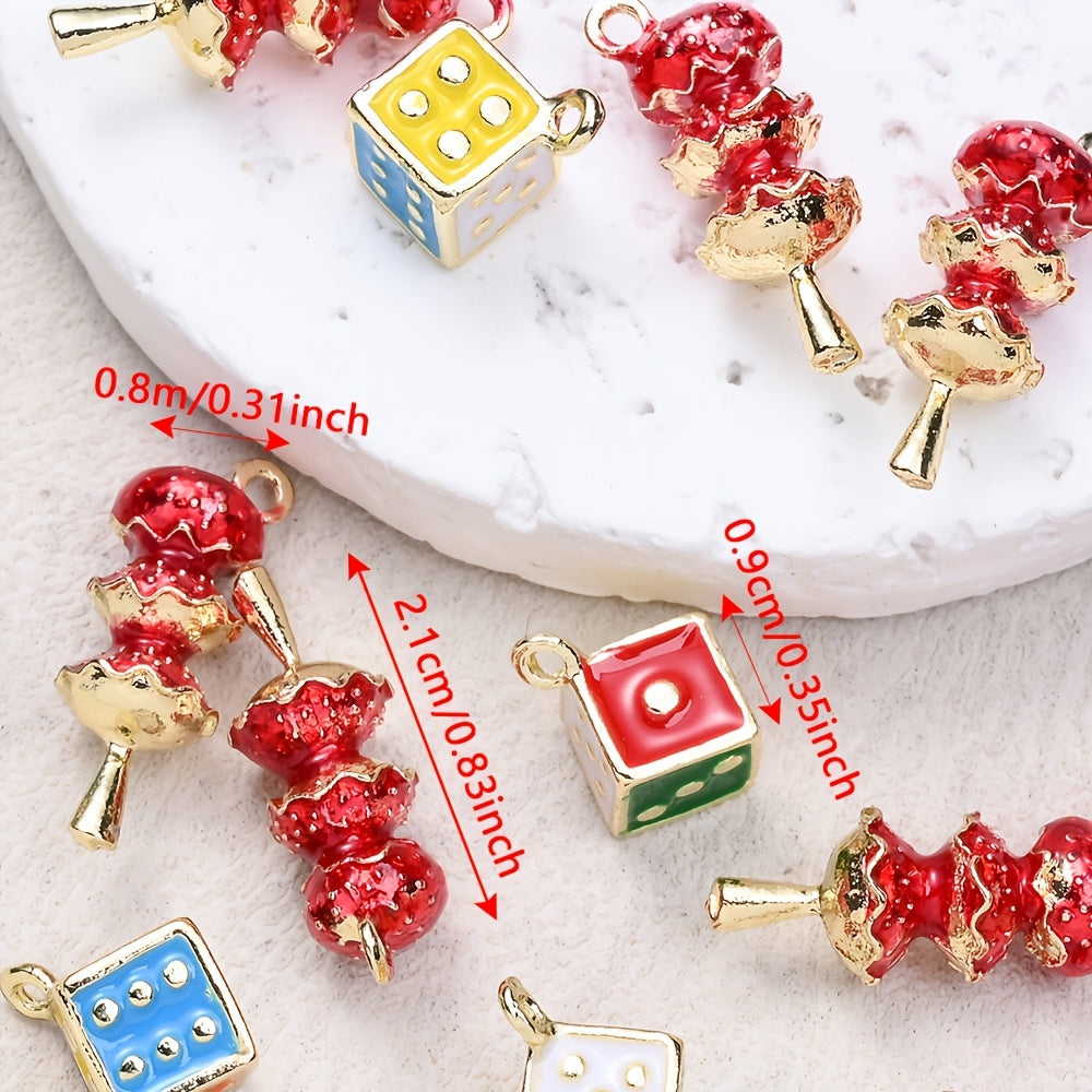 Candied Gourd Dice Alloy Pendants