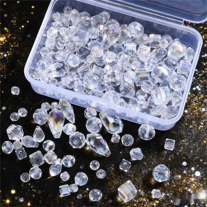 200PCS Geometric Transparent Glass Bead Set
