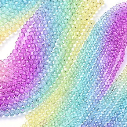 4/mm 1 String Rainbow Color Gradient Glass Faceted Beads