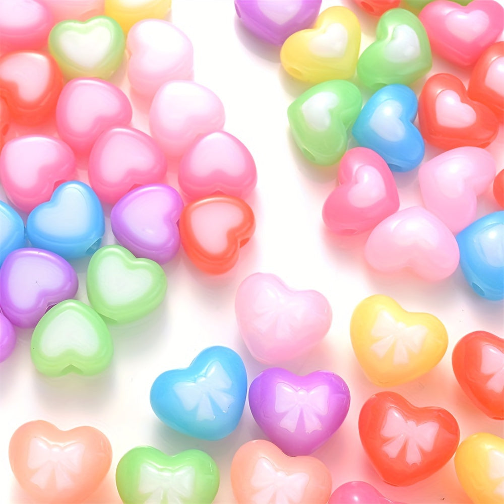 Heart Bow Pattern Acrylic Beads