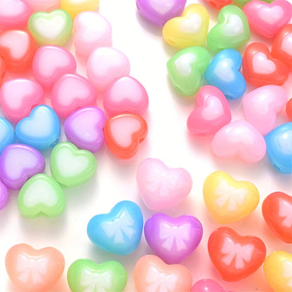 Heart Bow Pattern Acrylic Beads