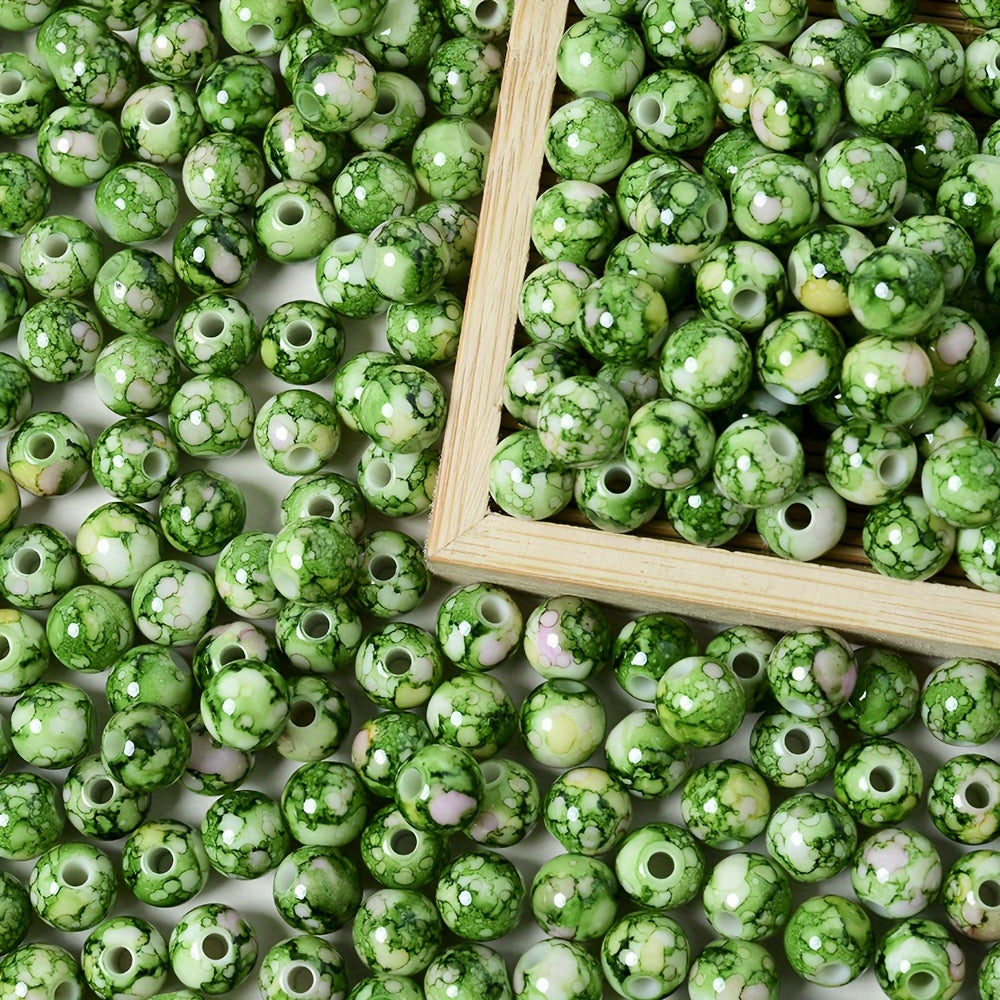 8 mm Mixed Color Cracked Acrylic Beads