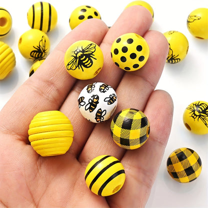 Bee Series Striped Wooden Beads