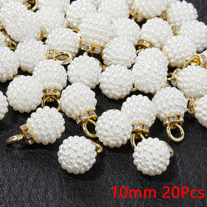 10/20PCS 10/12mm White Glossy Bayberry Acrylic Pendant Set