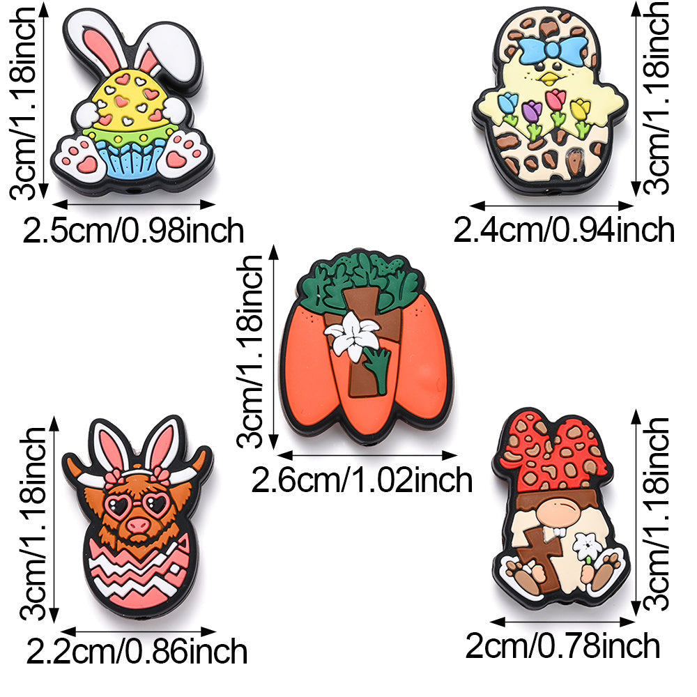 Multicolor Rabbit Silicone Beads