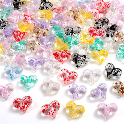Starry Sky Heart Acrylic Beads