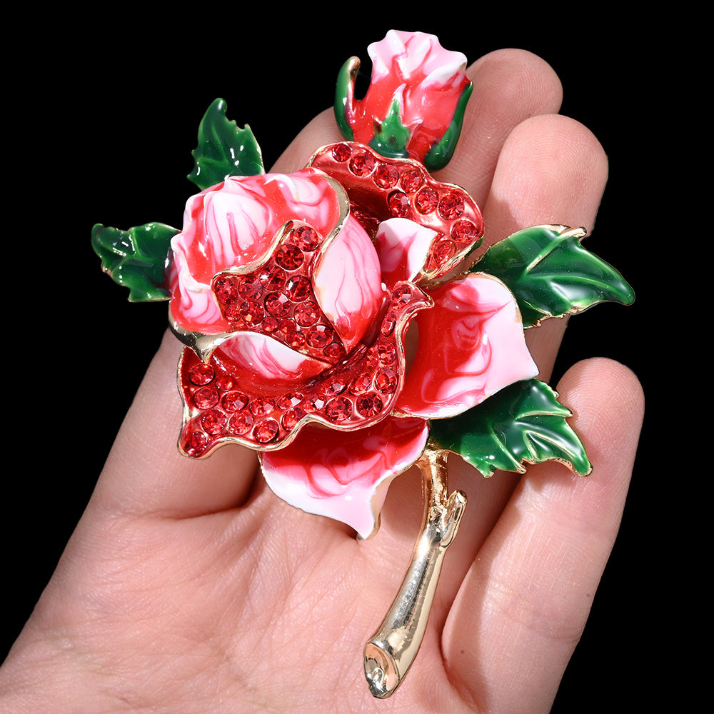 Butterfly & Rose Rhinestone Brooch Set