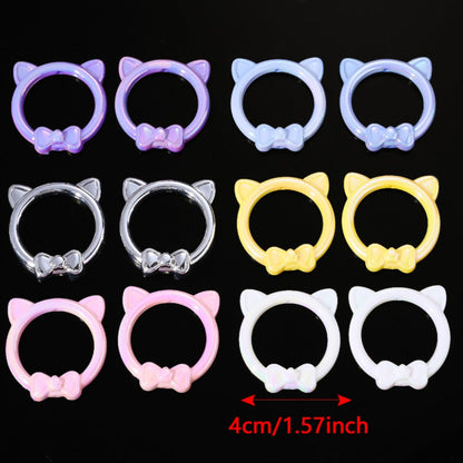5PCS Acrylic Electroplated Cat Head Bow Bead Set