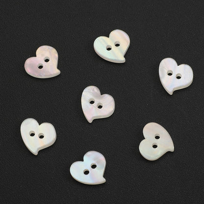 20PCS White Heart Resin Double-Hole Buttons