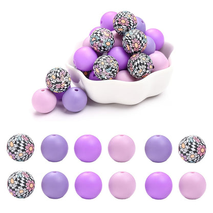 Printed and Solid Color Silicone Round Spacer Beads