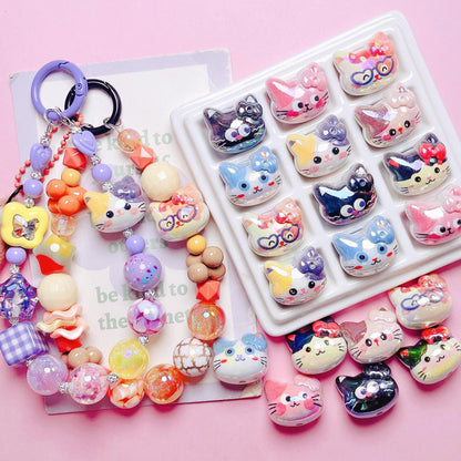 UV Color Cartoon Cat Acrylic Beads