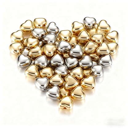 100PCS Gold & Silver Heart CCB Bead Set