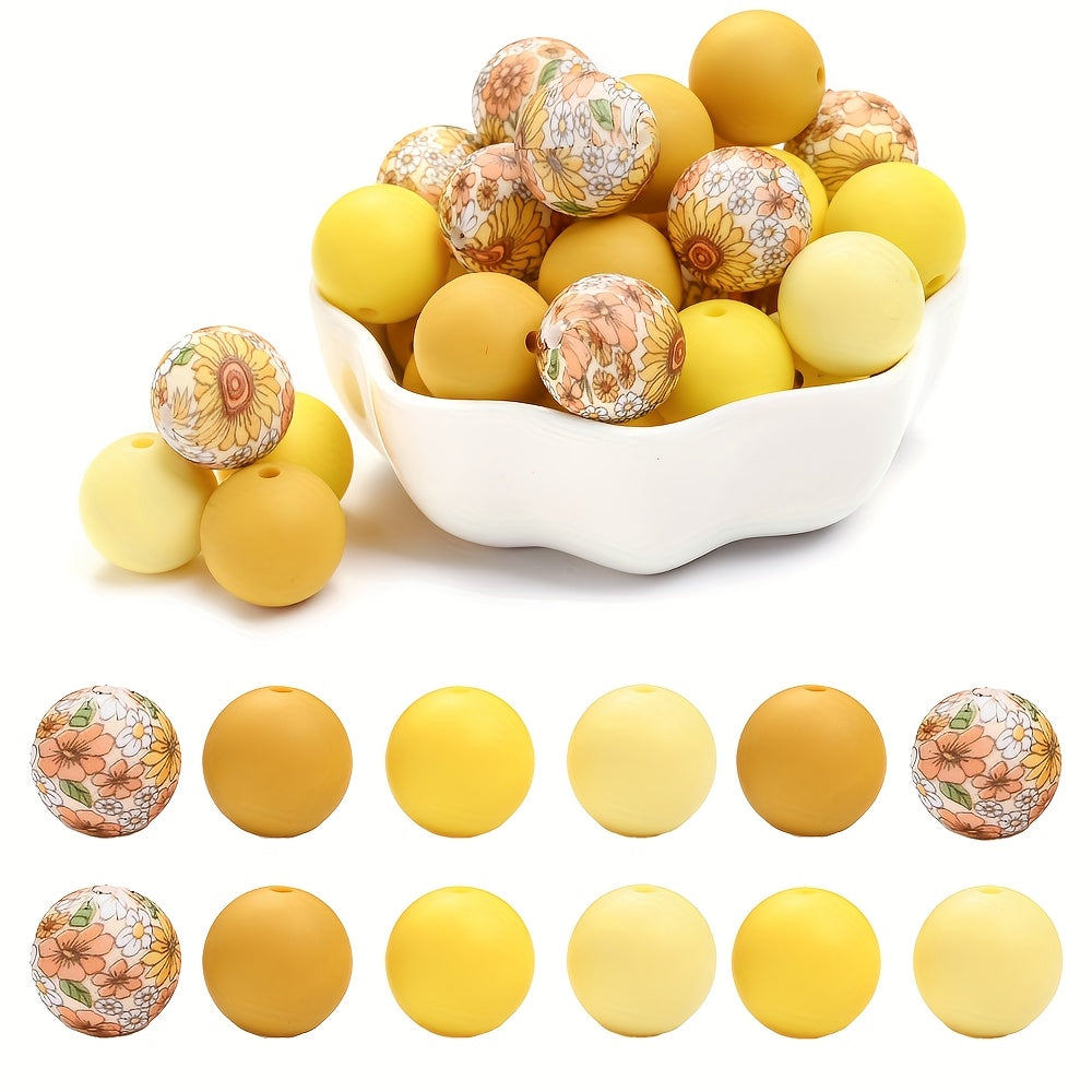 Printed and Solid Color Silicone Round Spacer Beads