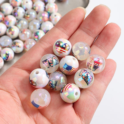 American Flag Pattern Acrylic Beads