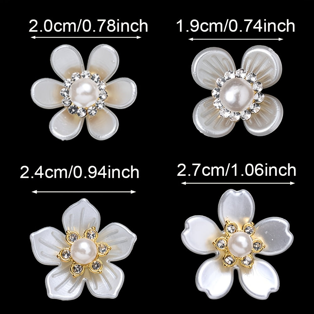 20PCS 19–27mm White Flower Acrylic Embellishment Set