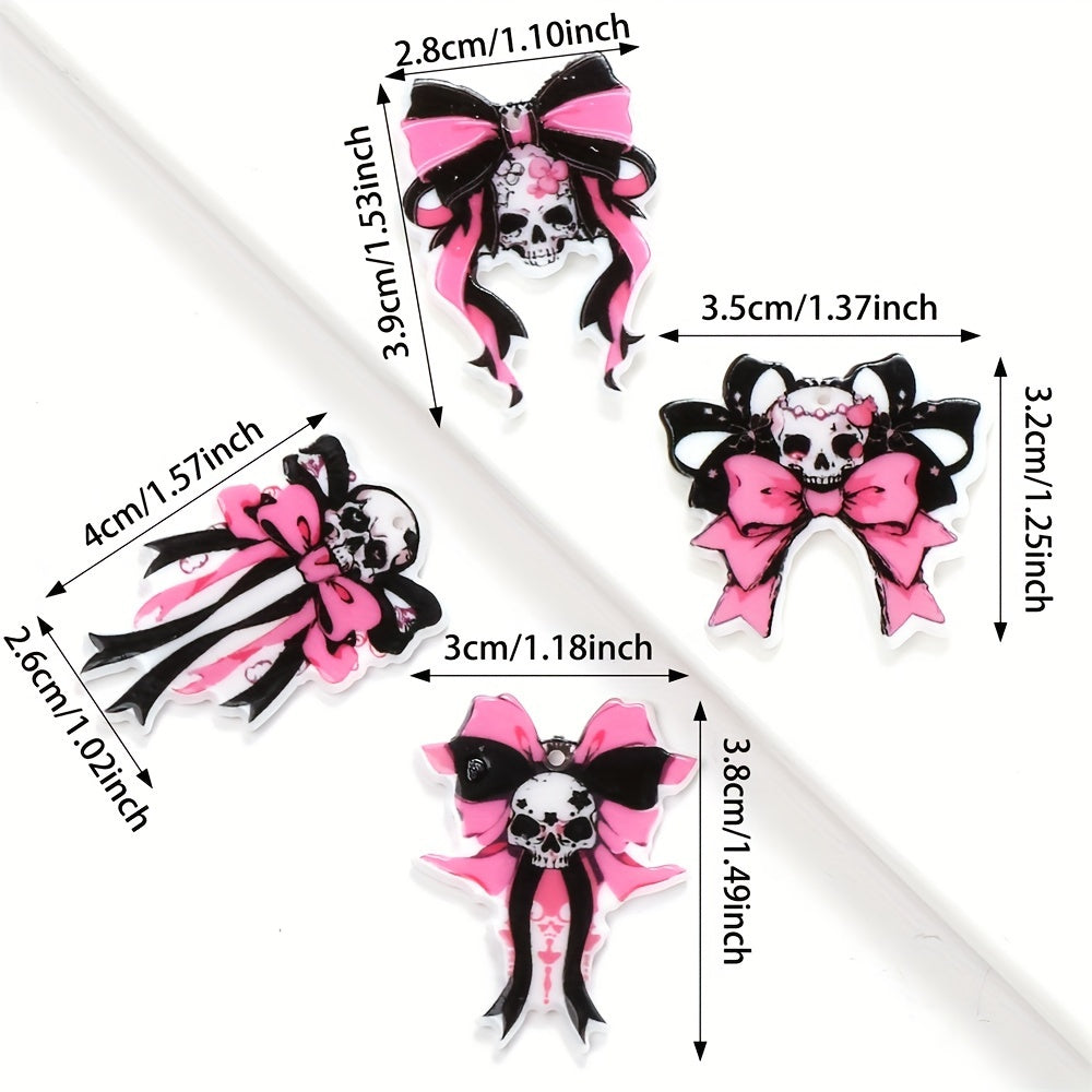Pink Black Bow Acrylic Spacer Beads
