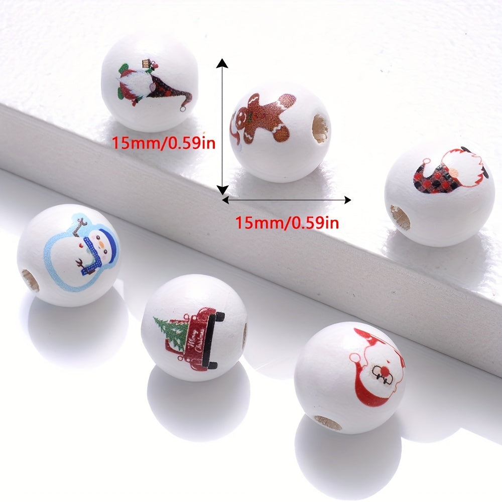 Christmas Wooden Santa & Tree Beads