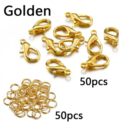 50-Piece Open Jump Rings & Lobster Clasps Jewelry Findings Set