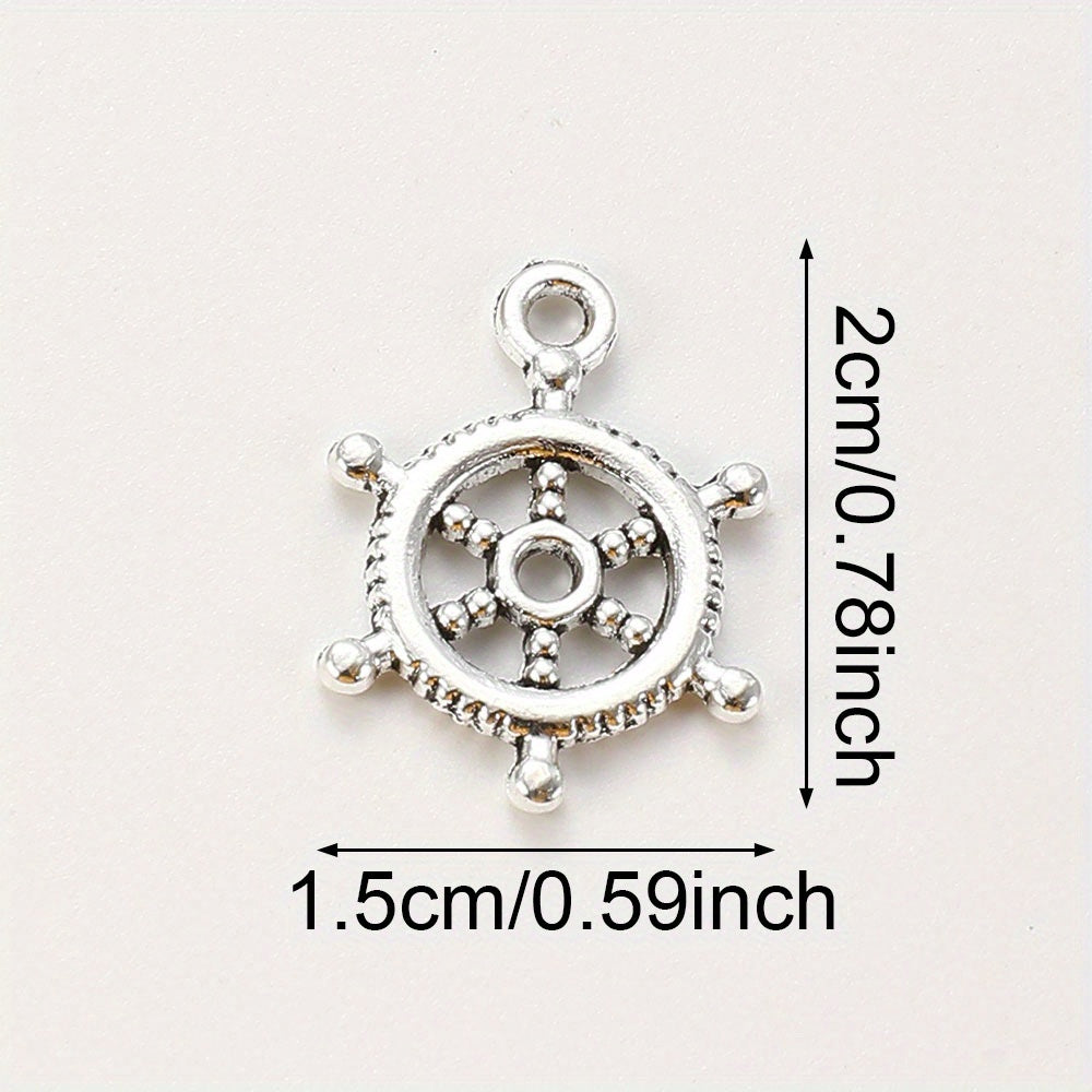 20PCS 15×20mm Silver-Tone Rudder Alloy Pendants