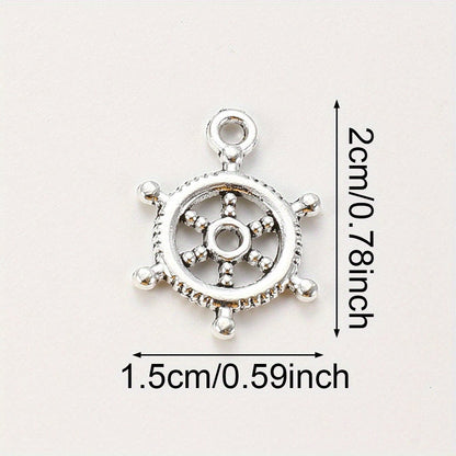 20PCS 15×20mm Silver-Tone Rudder Alloy Pendants