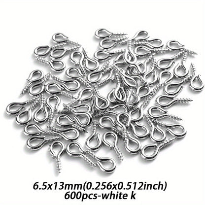 600-Piece Multicolor Screw Eye Pins