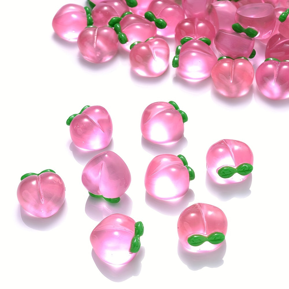 10PCS 17×16mm Pink Transparent Peach Resin Bead Set