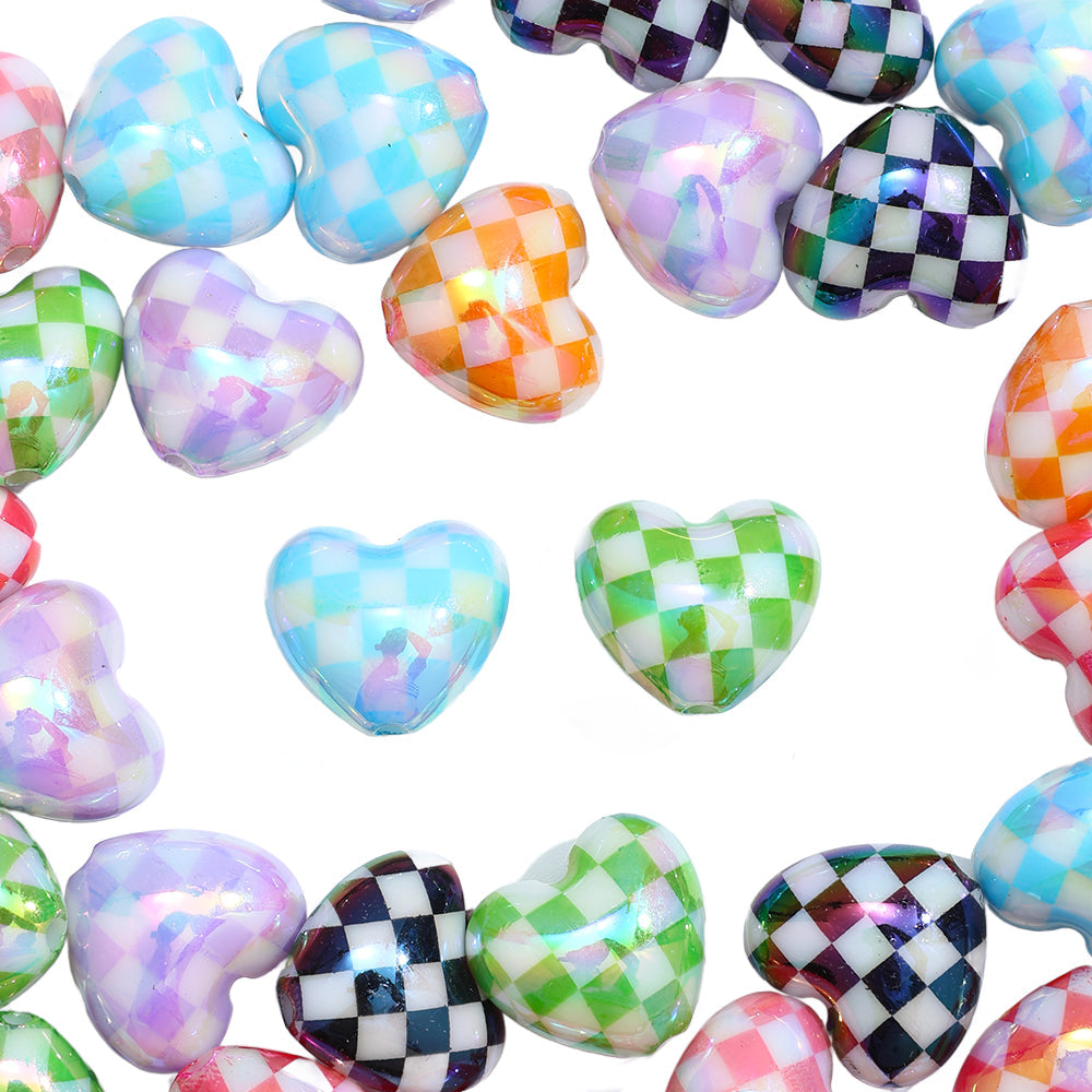 Checked Love AB Acrylic Beads