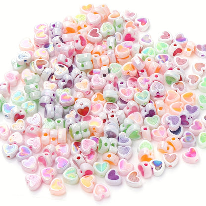 Shiny Heart Acrylic Spacer Beads