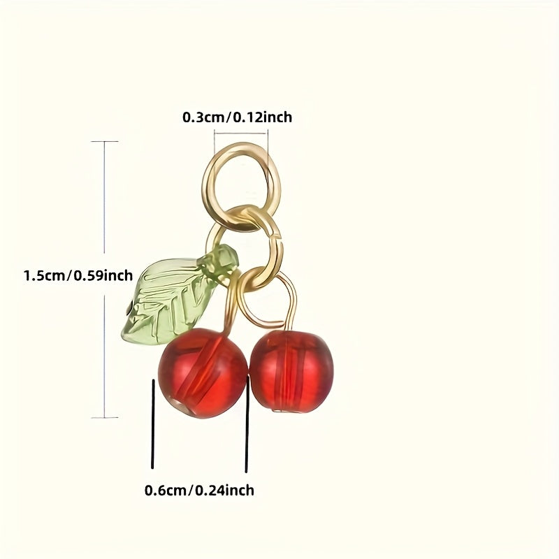 36-Piece Handmade Cherry Pendants with Gold Hooks