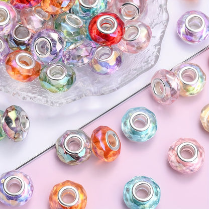 50pcs 9x14mm Acrylic Rhombus Round European Craft Beads