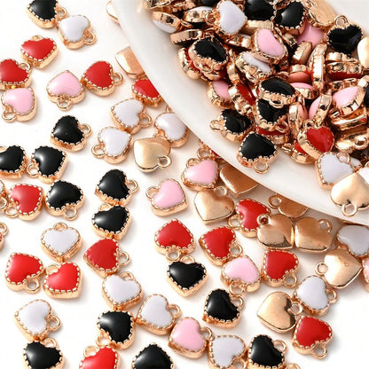 Mini Heart Enamel Alloy Pendants